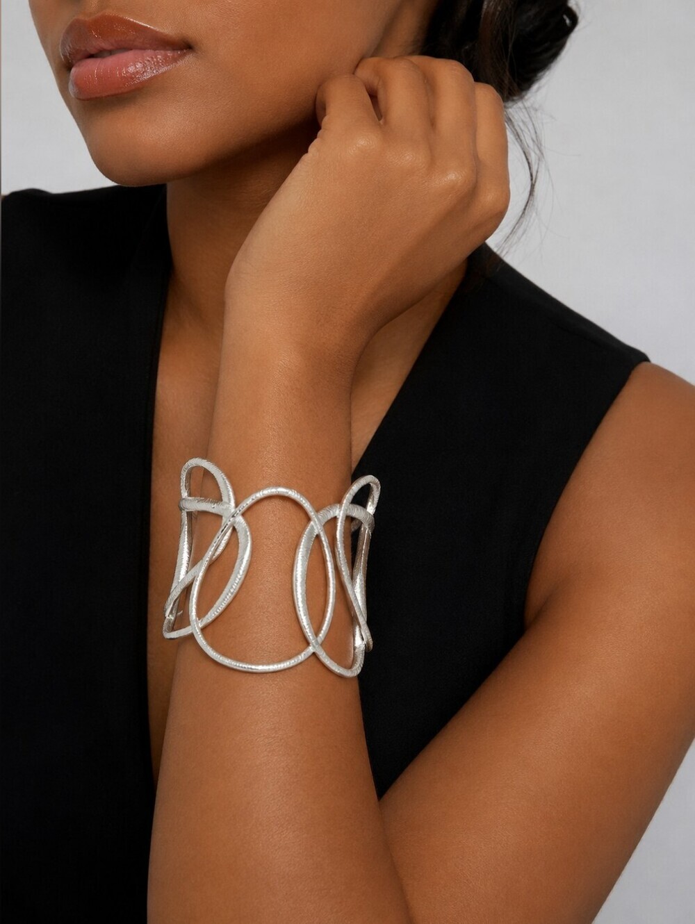 Ted Baker Silver Textured Hoop Tamii Cuff
